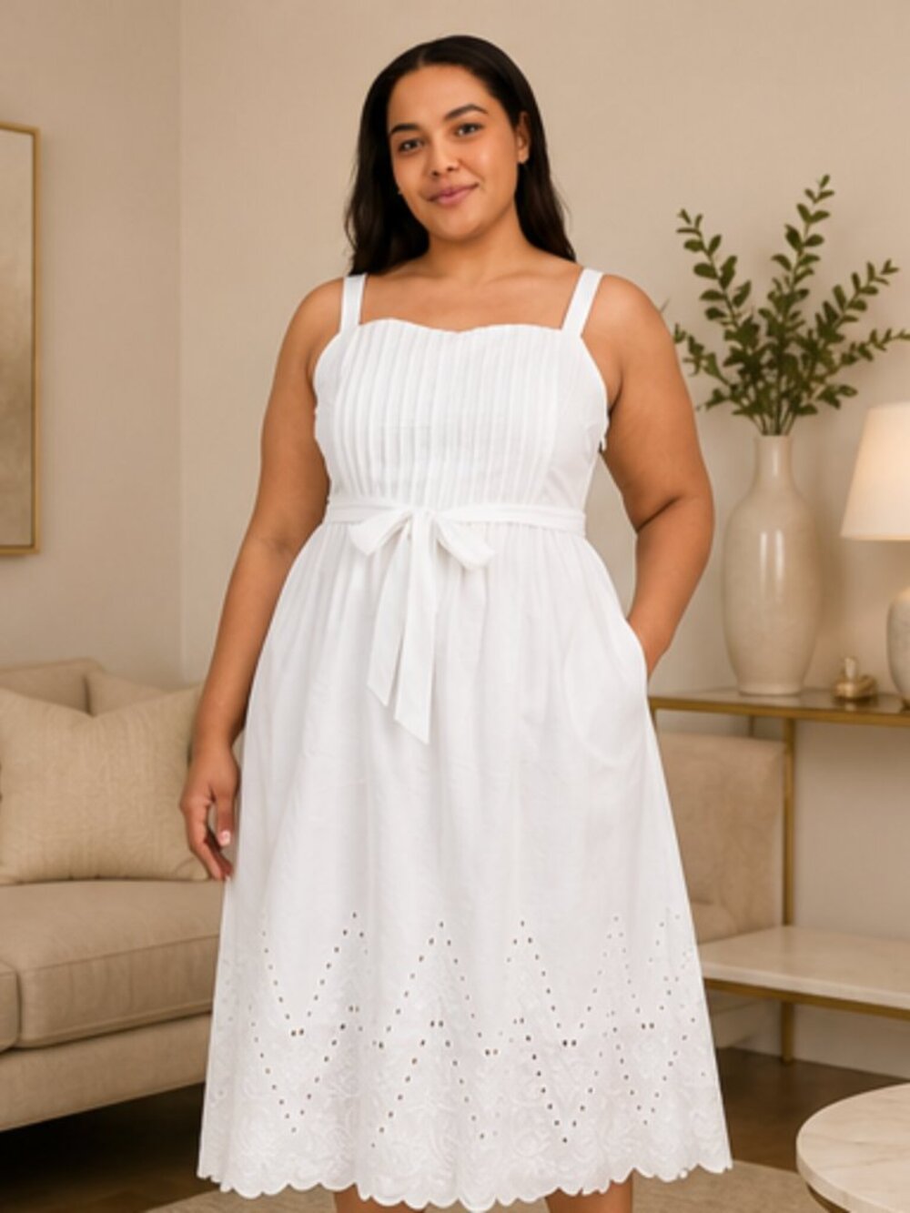 Julia Jordan White Eyelet Midi Dress NWT Plus Size 22W Sleeveless